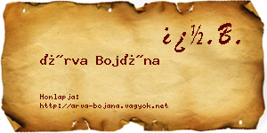 Árva Bojána névjegykártya